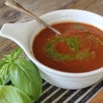 Nothing screams comfort food like a good old tomato soup. To get a little creative, I added some pesto to make this soup slightly more sophisticated. In order to thicken the soup and add some extra nutrients, I used celery puree!