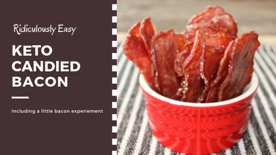 Running bacon under cold water helps to reduce its shrinking. Add a little stevia to each slice and candied bacon is born!