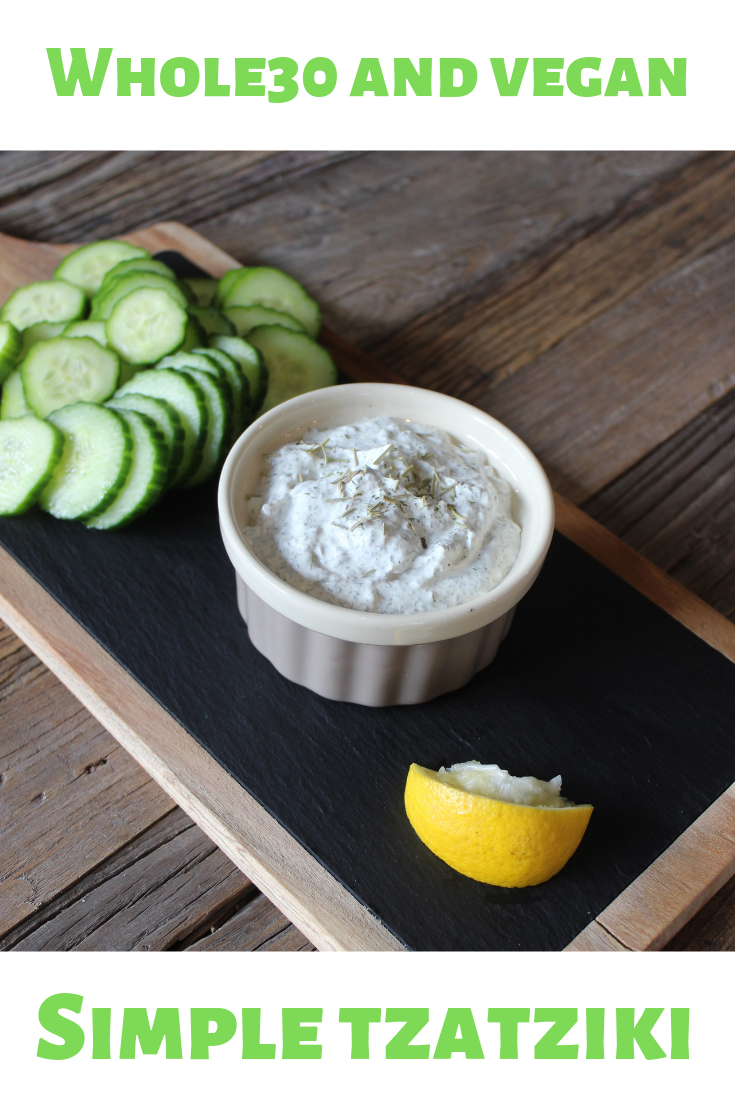 Why complicate things unnecessarily? This dip simply combines a cashew base cream sauce, some dill and garlic to create a delicious tzatziki dip!