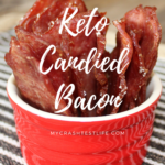 Running bacon under cold water helps to reduce its shrinking. Add a little stevia to each slice and candied bacon is born!