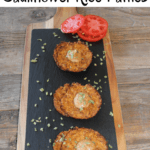 These cauliflower rice patties come together in minutes and can take on any flavour you are craving by simply changing the seasoning. Egg, riced cauliflower and coconut flour are combined for a quick and healthy side dish.