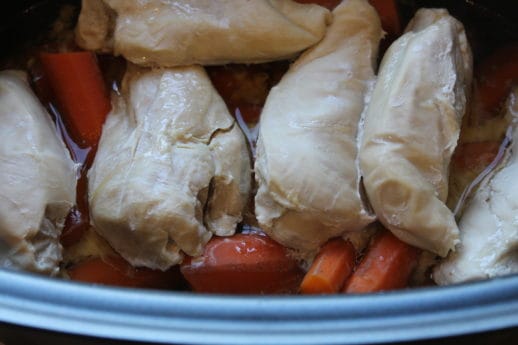 Tired of having gut issues? Try this carrot chicken soup for a couple of days and see if you don't feel a world of difference. Everything is combined in a slow cooker with limited ingredients to make it Whole30 as well as SCD diet Intro Phase legal.
