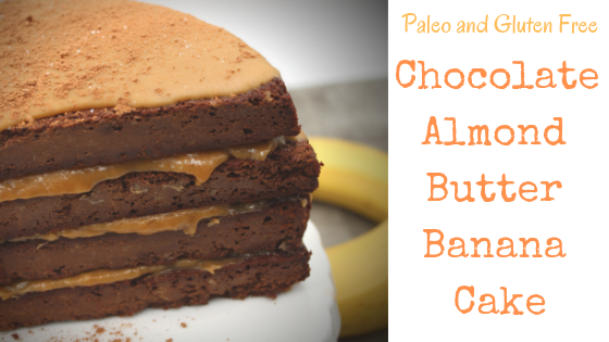 This paleo, gluten free chocolate almond banana cake is to die for. Super moist and dense, this combination of flavours is irrestible. Easy to make with simple ingredients such as almond flour, coconut flour, eggs, almond butter, cocoa powder and bananas.