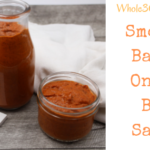 Delicious Whole30 approved smokey barbecue sauce. By simply cooking onions and bacon and then adding a tomato base and a couple of spices, you can have a keto, low carb, sugar free BBQ sauce in minutes!