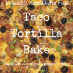 With Cinco de Mayo quickly approaching, I decided to make a taco tortilla bake. Using pureed avocado and egg, I was able to make the "tortillas" which I then layered with taco meat and cheese.
