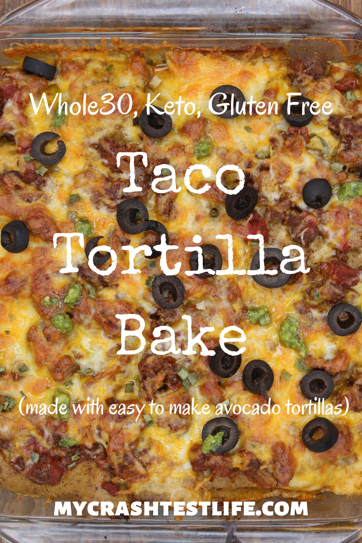 With Cinco de Mayo quickly approaching, I decided to make a taco tortilla bake. Using pureed avocado and egg, I was able to make the "tortillas" which I then layered with taco meat and cheese.
