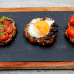 By cooking and combining the pancetta or bacon into the burger patty, you get every flavour in every bite. Load your burger bowl with an egg, tomato, mayo or cheese for the perfect, highly customizable burger.