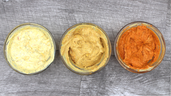 Why settle for just making a single flavour when you can have 3! By making the base in a food processor and then dividing the mixture and adding different spices to each, you can have a variety of keto deviled eggs in minutes!