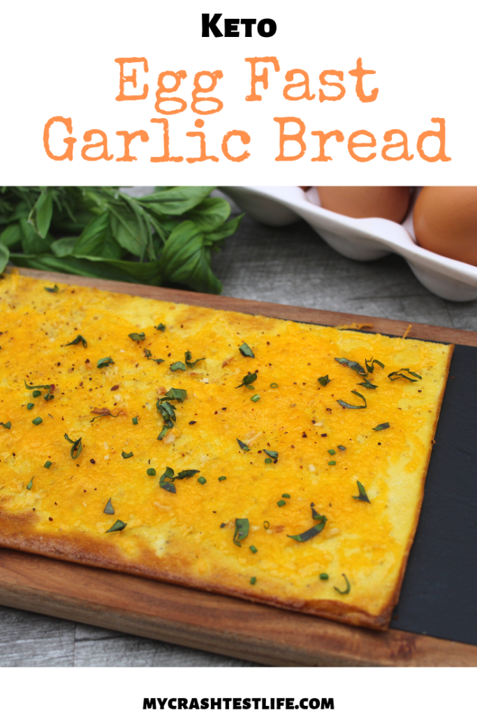 Egg and cream cheese are combined to form a soft base for this egg fast friendly garlic bread recipe. Garlic and butter topped with a little sprinkling of cheese finish it off!
