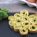 3 simple ingredients make up this tasty, grab and go, meal. Perfect egg to fat ratio for the egg fast diet. Egg, cream cheese and pesto are combined and formed into this extra portable egg fast meal.