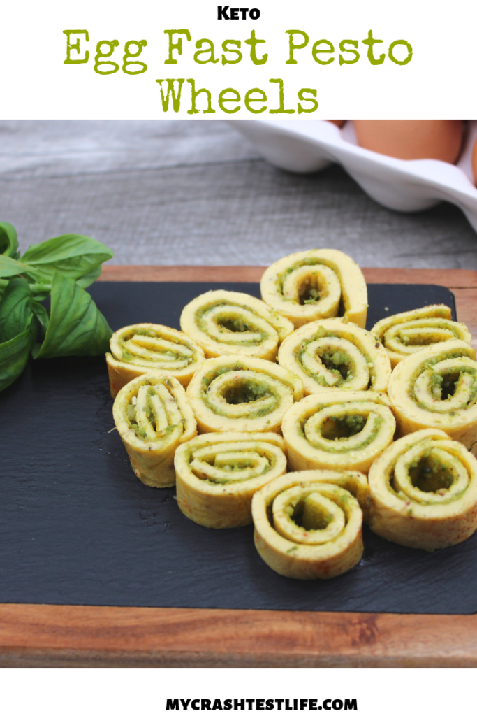 3 simple ingredients make up this tasty, grab and go, meal. Perfect egg to fat ratio for the egg fast diet. Egg, cream cheese and pesto are combined and formed into this extra portable egg fast meal.