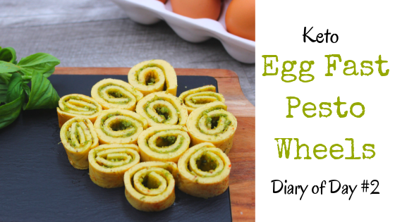 3 simple ingredients make up this tasty, grab and go, meal. Perfect egg to fat ratio for the egg fast diet. Egg, cream cheese and pesto are combined and formed into this extra portable egg fast meal.
