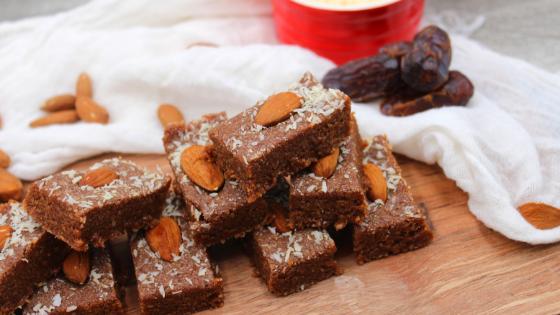 4 ingredients and 5 minutes of time are all it takes to make these coconut almond chocolate joy bars. Whole30 approved!