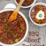 Don't wait until Fall to eat chili! This BBQ brisket chili is the perfect summertime meal. Beef brisket, okra, cabbage and barbecue sauce are combined in a slow cooker for the perfect healthy, keto, Whole30 and paleo-approved summer chili.