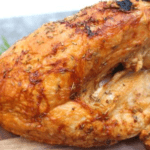 This moist and tender bone-in turkey breast is ready in under 1 hour. Simple and delish, the air fryer cooks this turkey breast and produces a crispy outside with a moist and tender inside.