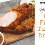 This moist and tender bone-in turkey breast is ready in under 1 hour. Simple and delish, the air fryer cooks this turkey breast and produces a crispy outside with a moist and tender inside.