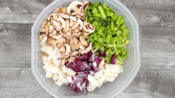 this easy Grain-Free stuffing is perfect for Thanksgiving. Here are the chopped vegetables