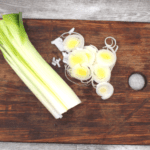 Cleaned leeks with a couple of sliced leeks