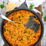 spoon with some of the buffalo chicken wing dip gone