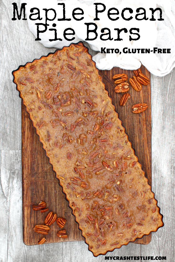 uncut maple pecan pie bars on a cutting board
