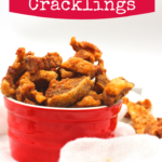 Bowl filled with pork cracklings