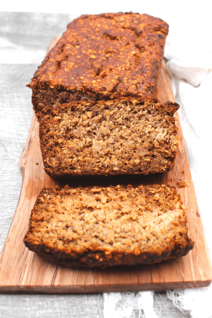 Slice of oven baked super healthy and moist banana bread