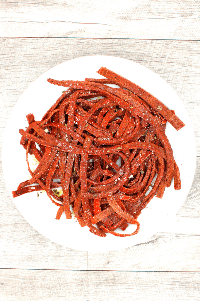 Bowl of beet noodles