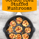 skillet of stuffed mushrooms