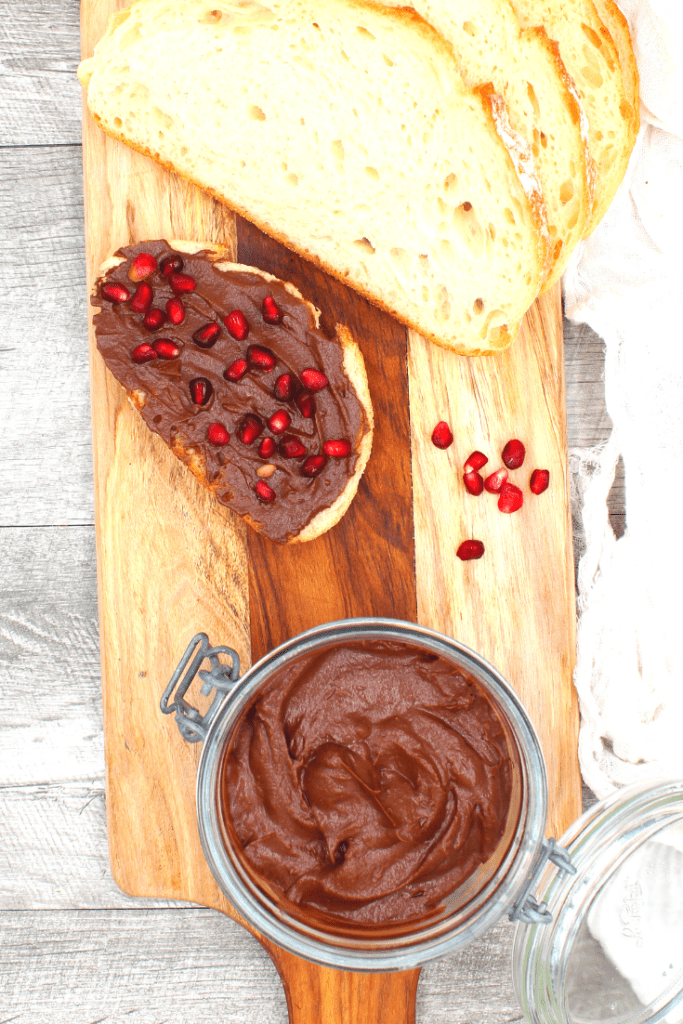 Chocolate breakfast spread in a jar