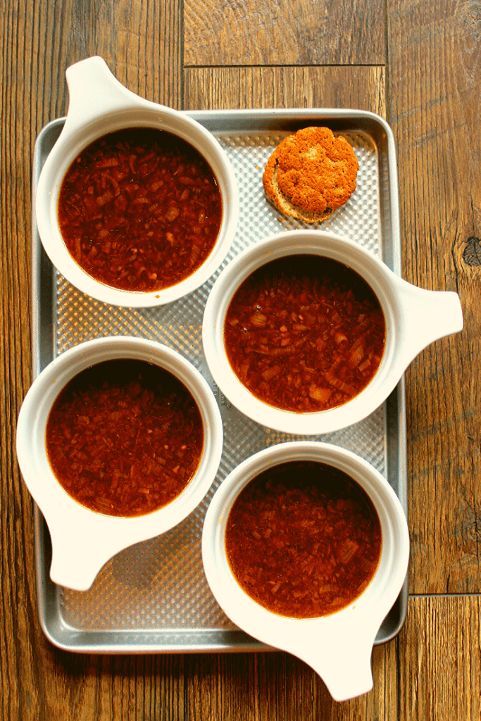 French onion soup bowls without bread topping
