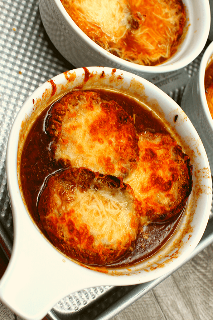 Bowl of Whole30 Instant Pot French Onion soup