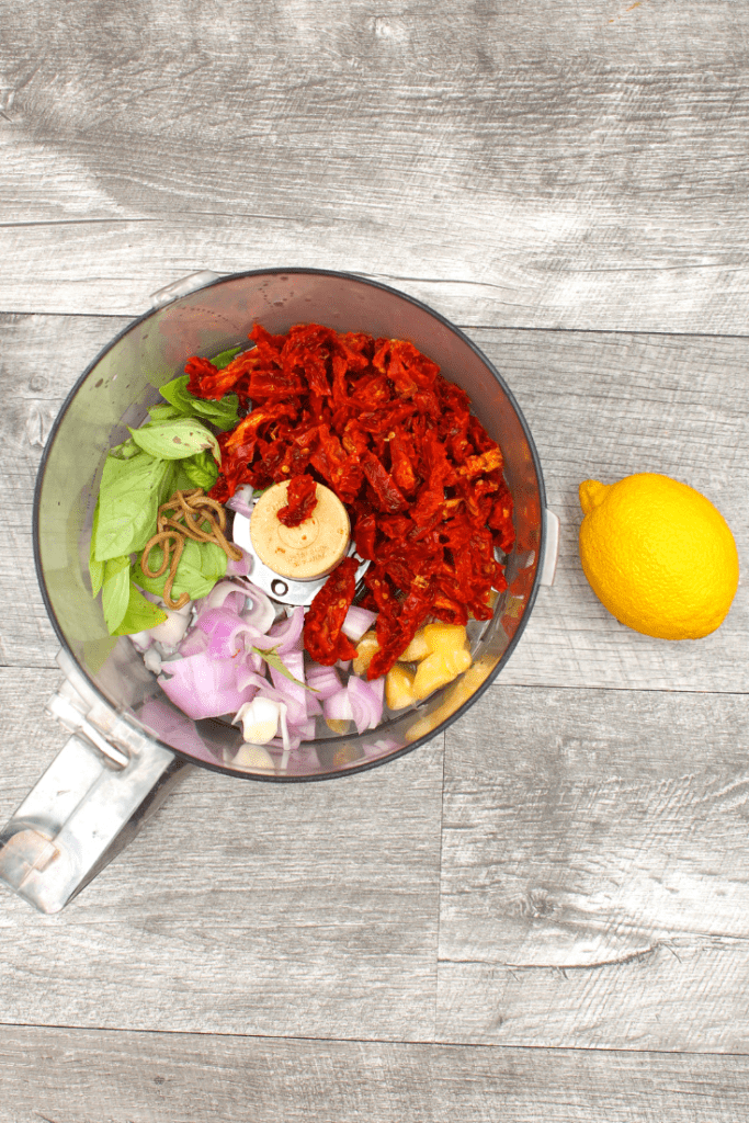 ingredients for the sun-dried tomato tapenade