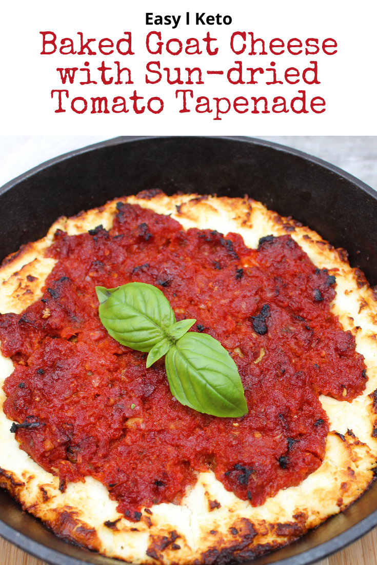 Skillet with goat cheese and sun-dried tomato tapenate