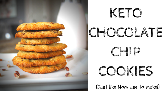 Stack of keto chocolate chip cookies