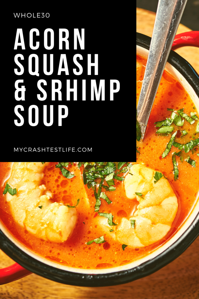 A delicious Acorn Squash soup with shrimp is the perfect wintertime meal!