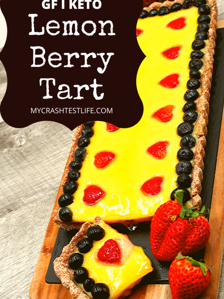 Blueberries, strawberry jam and lemon curd combine to form this perfect gluten-free tart.