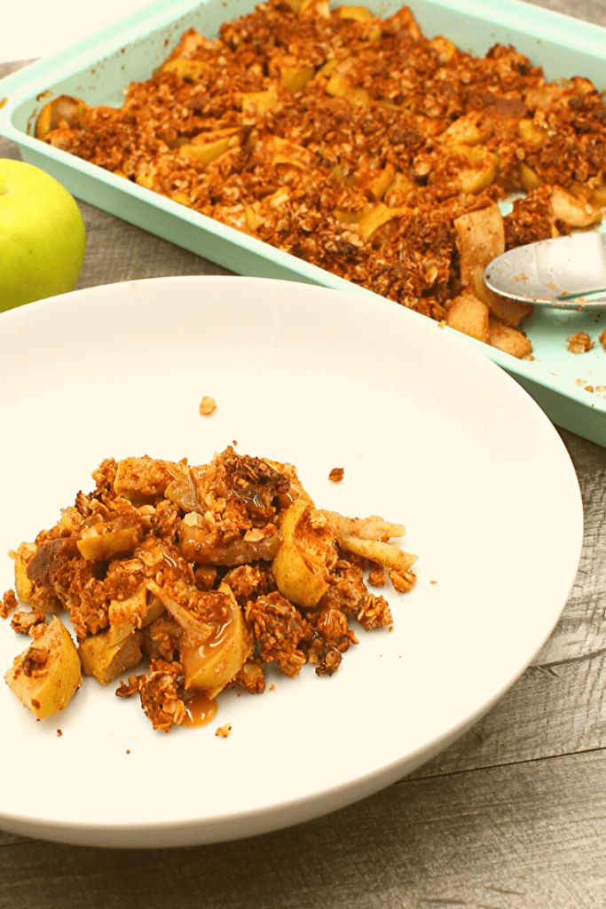 The peanut butter and honey melt to form the most delicious sauce for this gluten-free apple crisp.