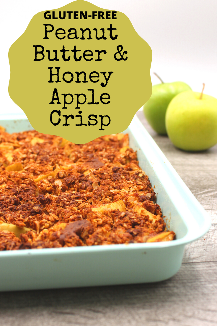 Healthy, crispy, easy and gluten-free, this delicious honey and peanut butter apple crisp is the perfect simple dessert.