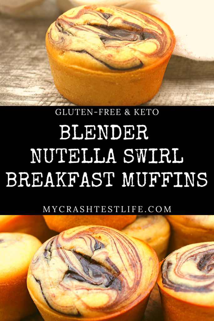 Easy blender gluten-free and keto blender muffins with a swirl of chocolate.