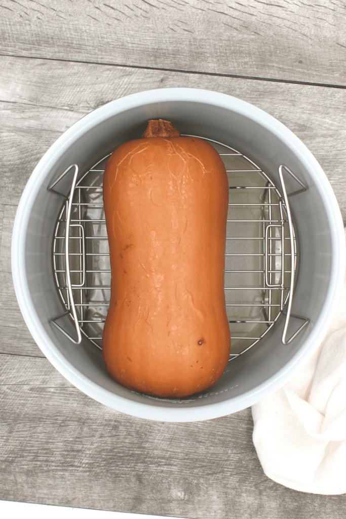 The butternut squash skin simply peels away after being cooked in an instapot, pressure cooker or ninja foodi.