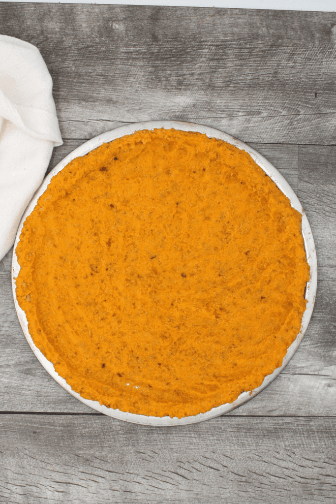 This is the buttenut squash crust before it goes in the oven.