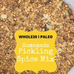 Homemade pickling spices that have been ground down in a blender.