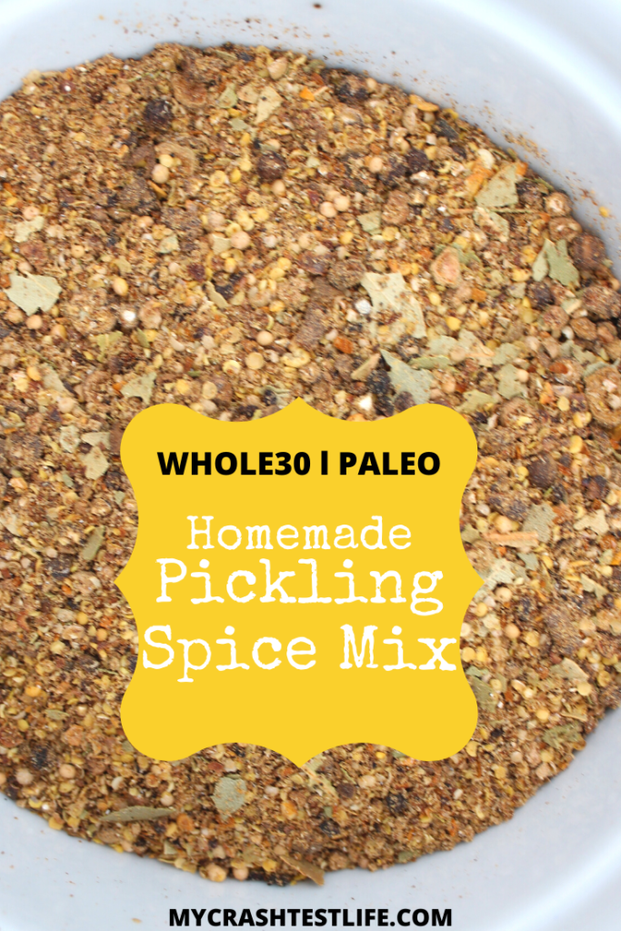 Homemade pickling spices that have been ground down in a blender.