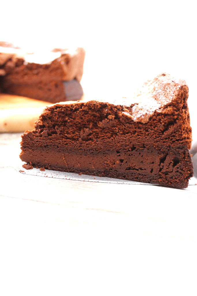 Super moist and dense brownie is the perfect mix for the light and airy chocolate souffle.