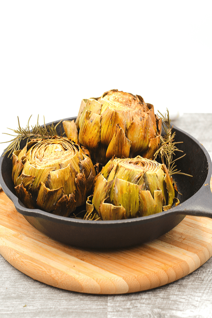 Rosemary Garlic artichokes out of the air fryer.