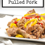 A simply plate filled with juicy pork and peppers.