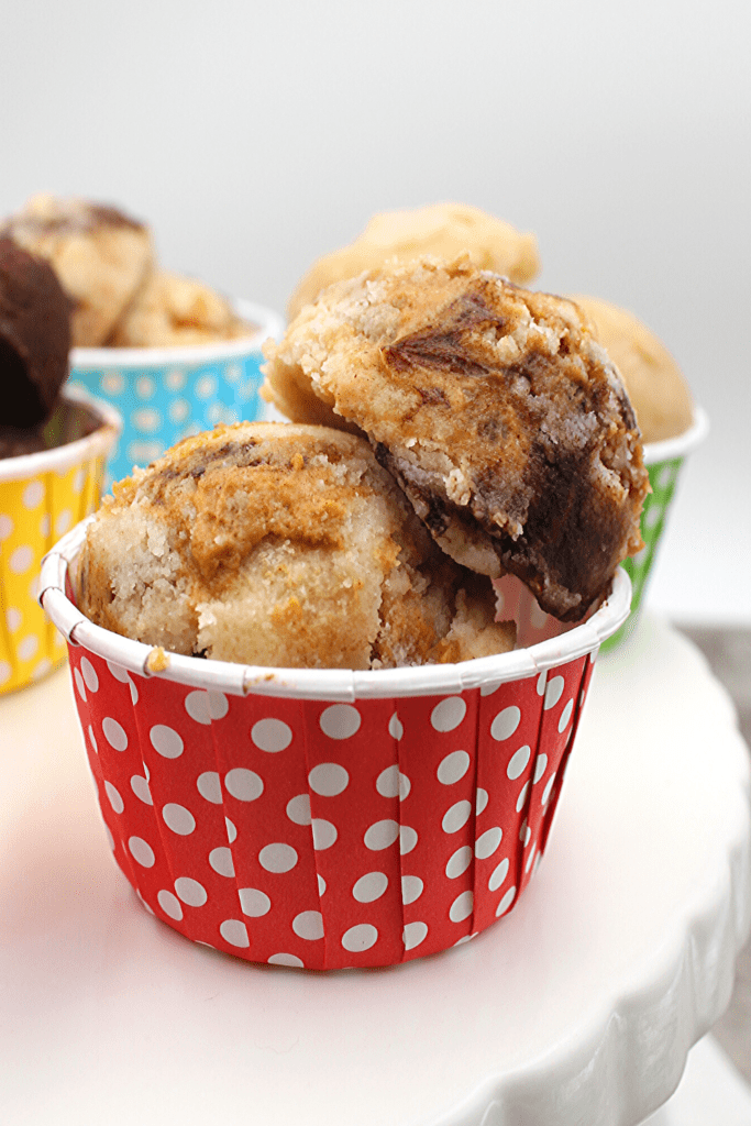 Chocolate and Peanut Butter Swirled in a shortbread gluten-free and keto cookie dough.
