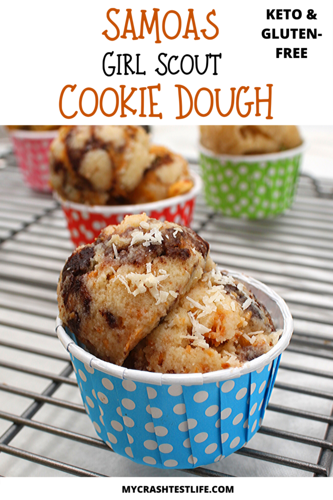 Coconut, chocolate and shortbread make this delicious gluten-free and keto Samoa cookie dough