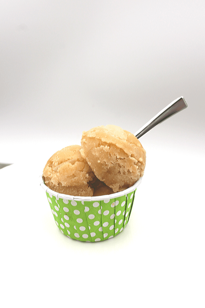 Buttery cookie dough with chunks of crunchy toffee make this the best gluten-free and keto cookie dough