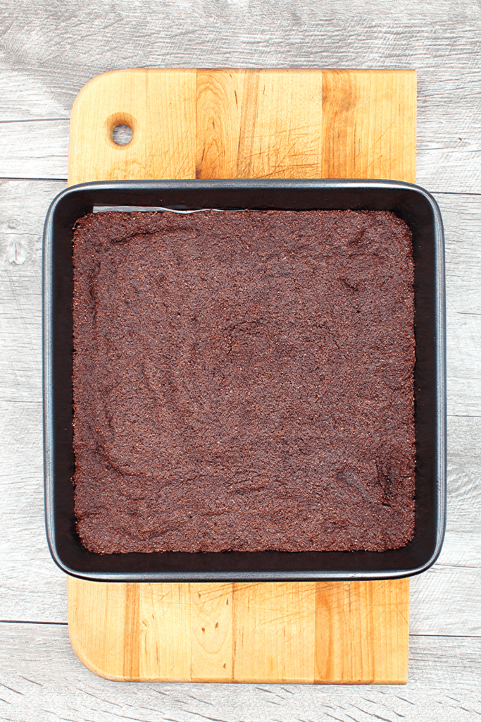The bottom keto brownie layer